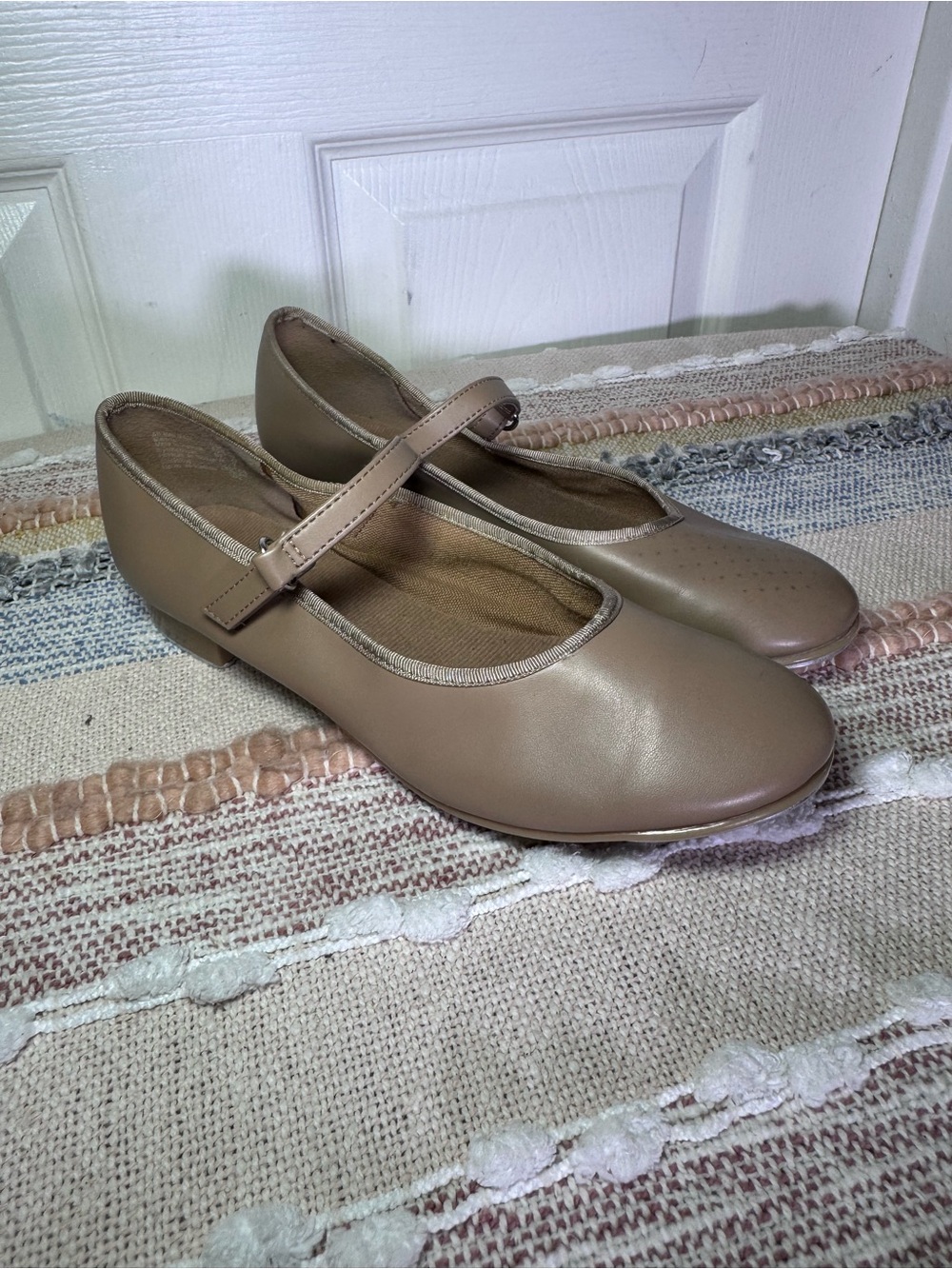 Classic Mary Jane Flats in Taupe - Cushioned Everyday Comfort